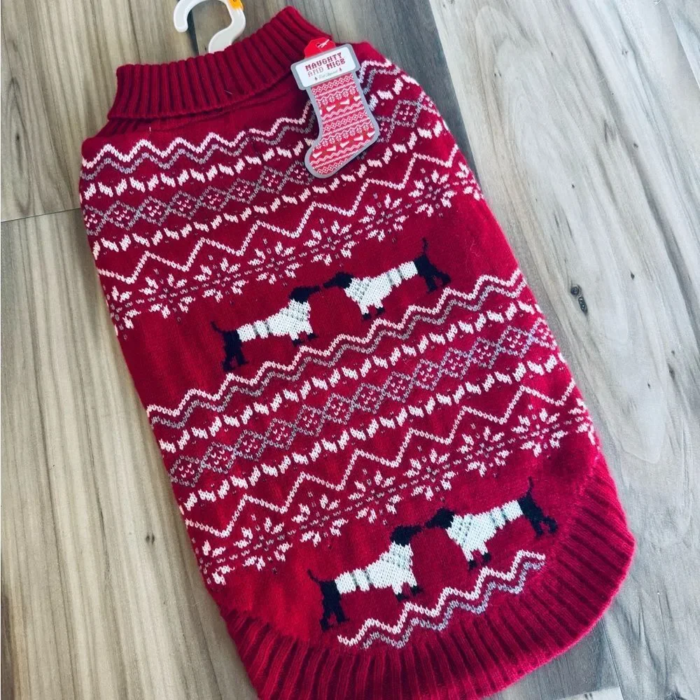 Nordic Icelandic Fair Isle Dog Christmas Holiday Pet Sweater L